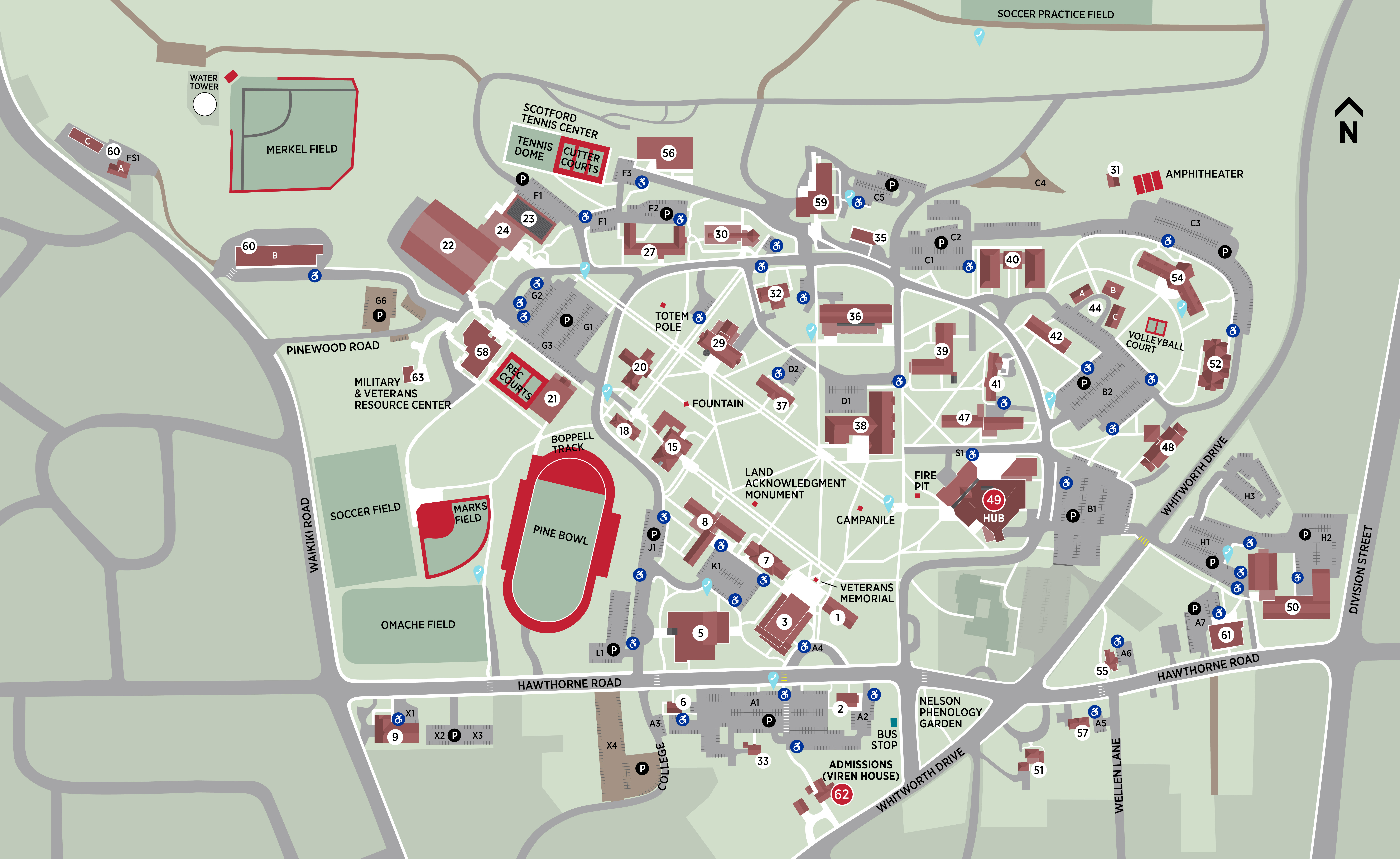 Map of Whitworth's campus