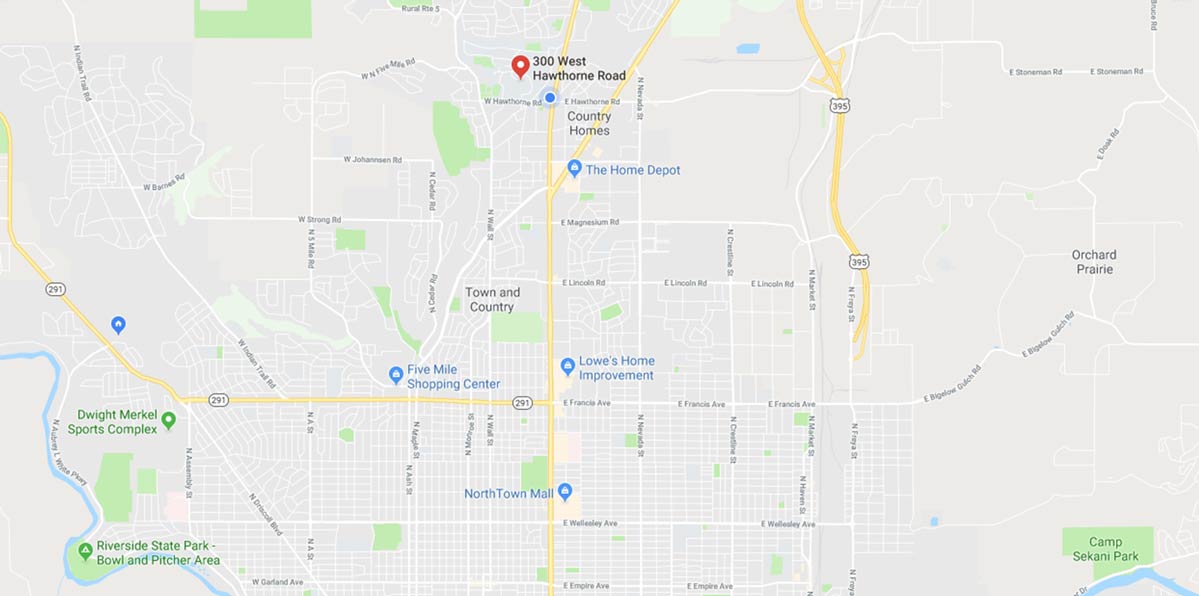 See Whitworth's main campus location on google maps.