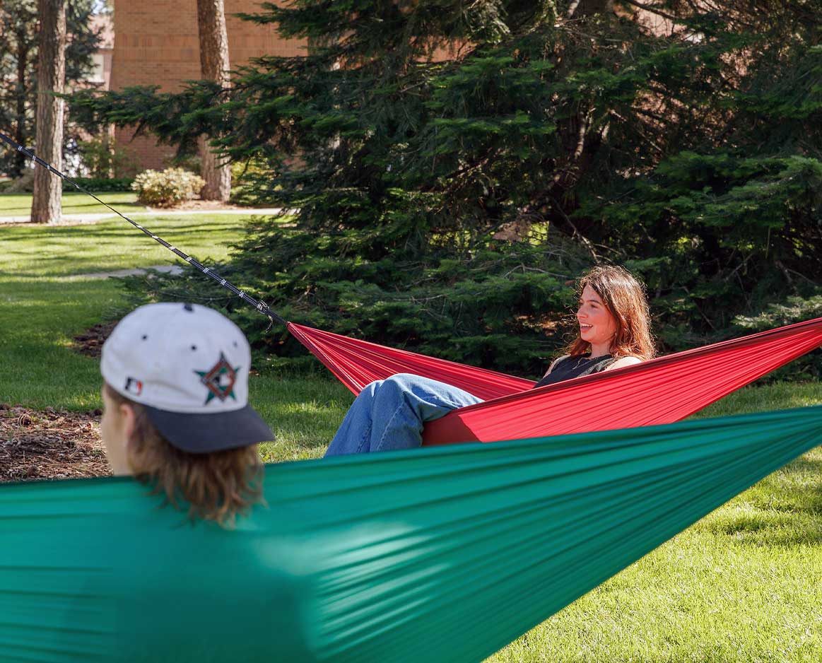 Students relaxing on campus