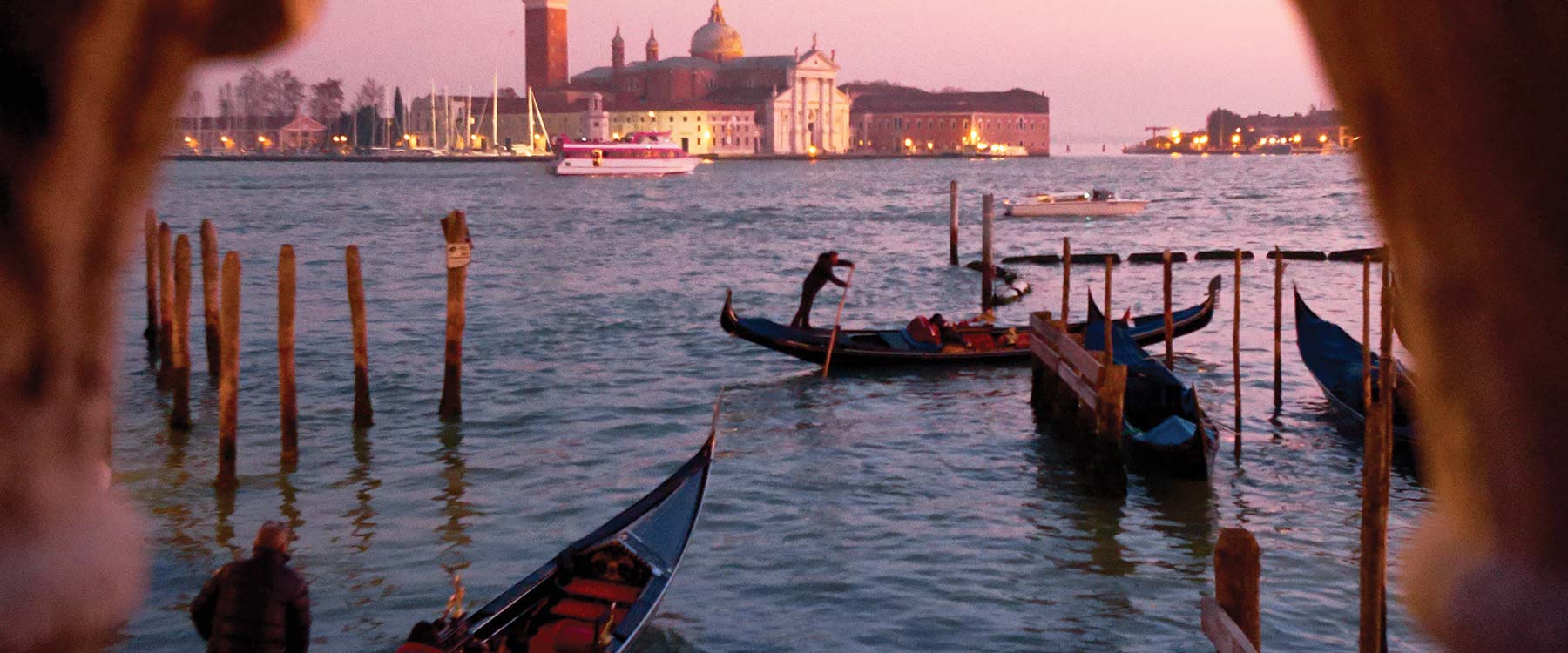 Boats on the water in Venice, Italy.