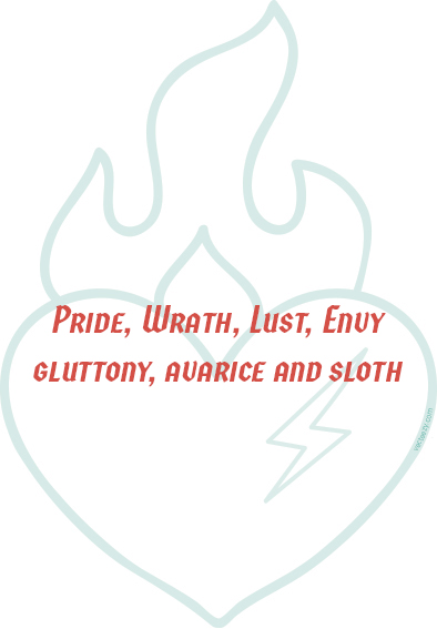 Outline of a heart and flame with the words